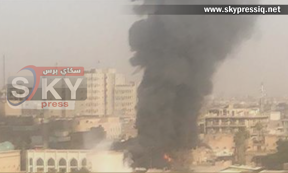 حريق كبير قرب تجمع للمحتجين وسط بغداد