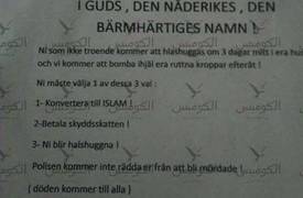 رسائل داعشية تهدد السويديين بـ"قطع الرؤوس" أو اعتناق الإسلام وتدخلهم في حالة "هلع"