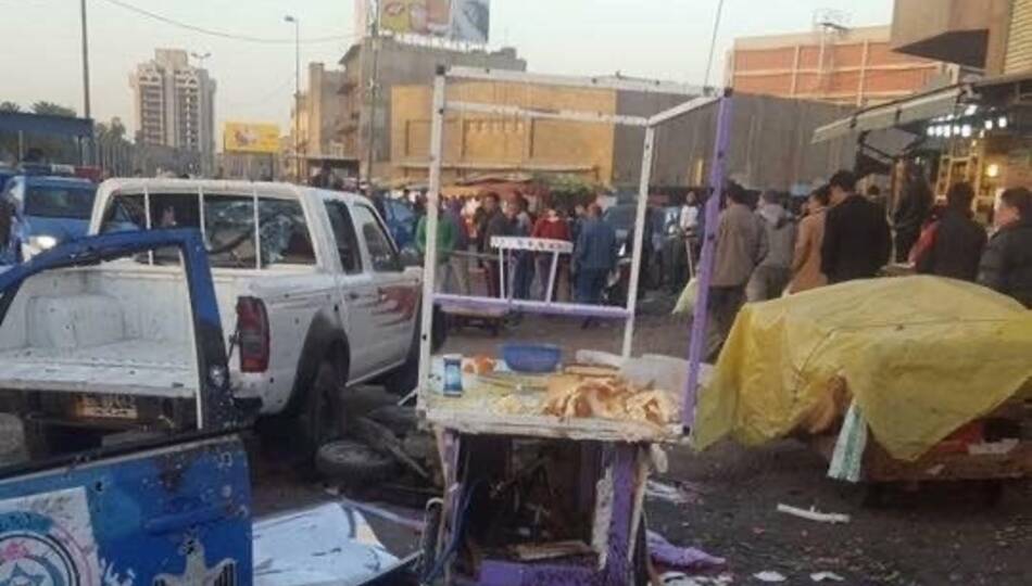 فيديو .. آثار التفجير الإرهابي والضحايا في الباب الشرقي ببغداد