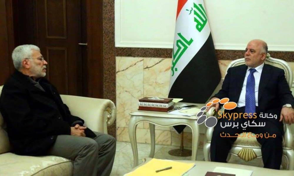 العبادي والمهندس يناقشان موازنة الحشد الشعبي وتسليحه ويؤكدان أهمية ادامة زخم الانتصارات المتحققة