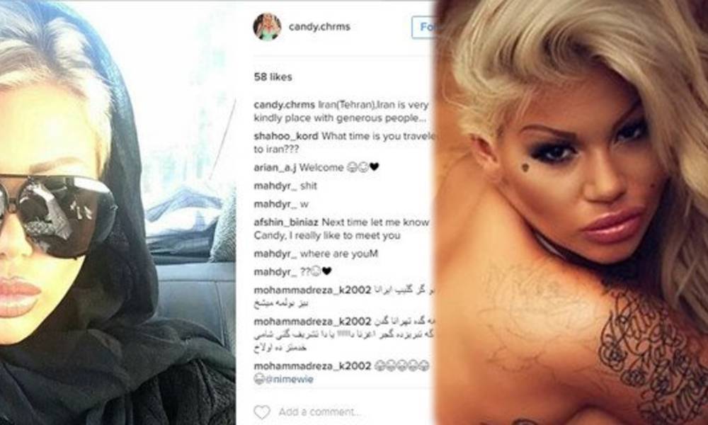 بالصورة... ممثلة أفلام اباحية تزور ايران