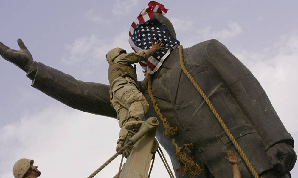 امريكا تختار توقيت "سقوط صدام" لــ توجه "رسالة" الى العراق وايران