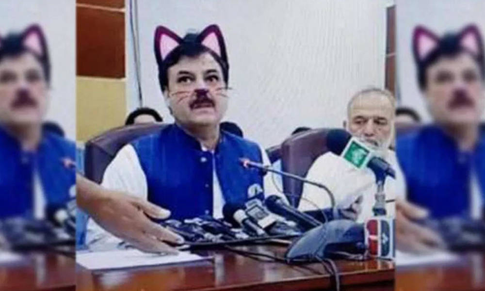 وزير باكستاني يظهر على شكل قطة