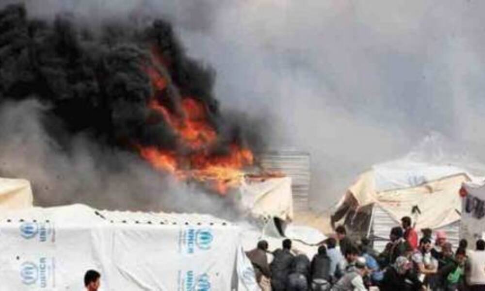 اندلاع حريق بمخيم بردرش  للاجئين السوريين في دهوك