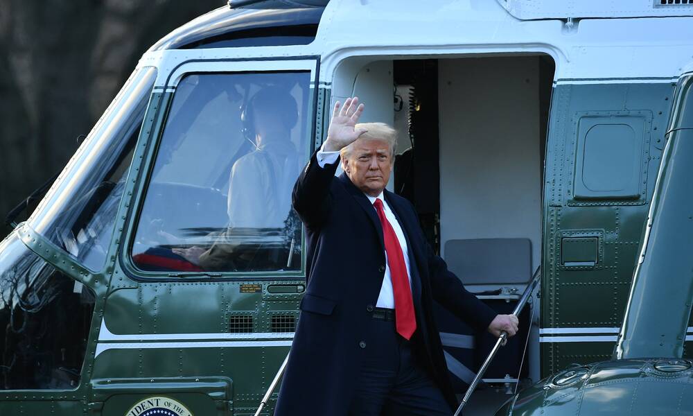 مغادرة ترامب البيت الابيض على متن المروحية الرئاسية "مارين وان "
