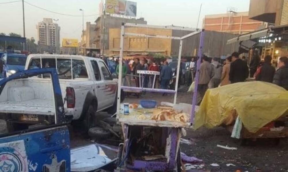فيديو .. آثار التفجير الإرهابي والضحايا في الباب الشرقي ببغداد