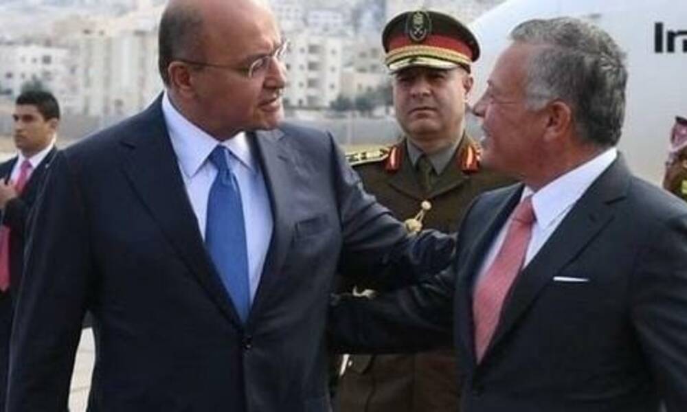 برهم صالح يستقبل الملك عبدالله الثاني في مطار بغداد