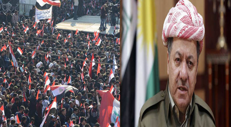 Barzani - Maliki behind Zerb demonstrators and the Peshmerga forces prepared to enter Baghdad