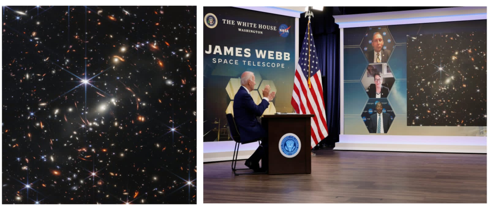 وكالة ‏ناسا تعرض أول صور ملونة التقطها التلسكوب الفضائي جيمس ويباسمتها أعمق لقطة للكون